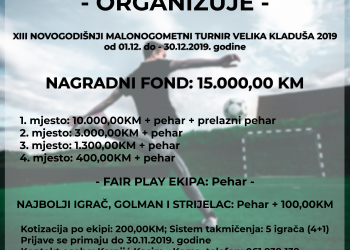 I ove godine se održava tradicionalni Novogodišnji turnir “Velika Kladuša 2019”