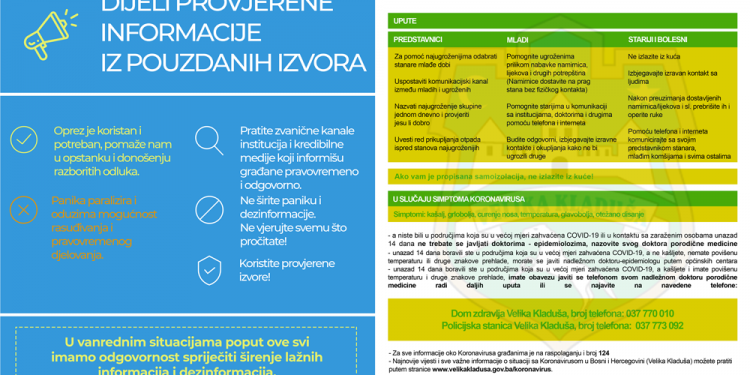 Održana Sjednica Štaba Civilne zaštite Općine Velika Kladuša povodom epidemiološke krize (COVID-19)