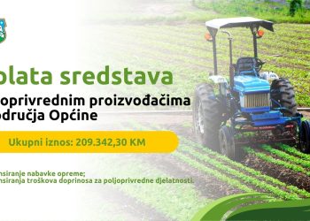 Općina Velika Kladuša izvršila je isplatu sredstava poljoprivrednim proizvođačima s područja općine