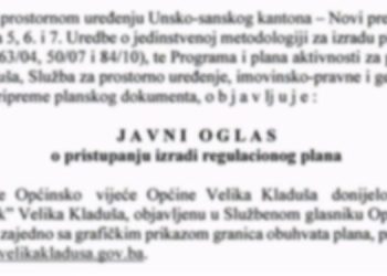 Javni oglas o pristupanju izradi regulacionog plana