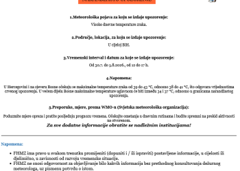 FHMZ izdao crveno i narandžasto upozorenje za visoke temperature: Pročitajte preporuke!